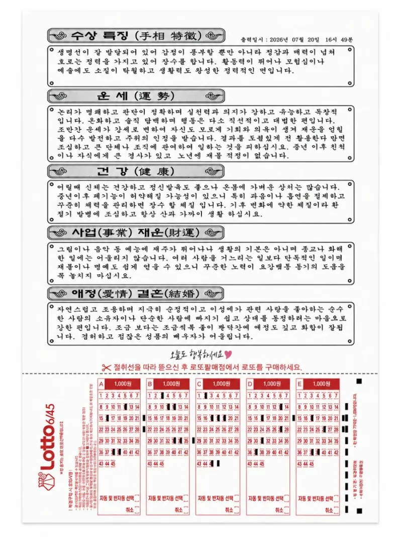 실제 기기에서 출력된 감정서